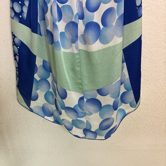 Anna Sui Silk Blue Handkerchief Geometric Kimono Sleeve Dress S - Picture 12 of 15